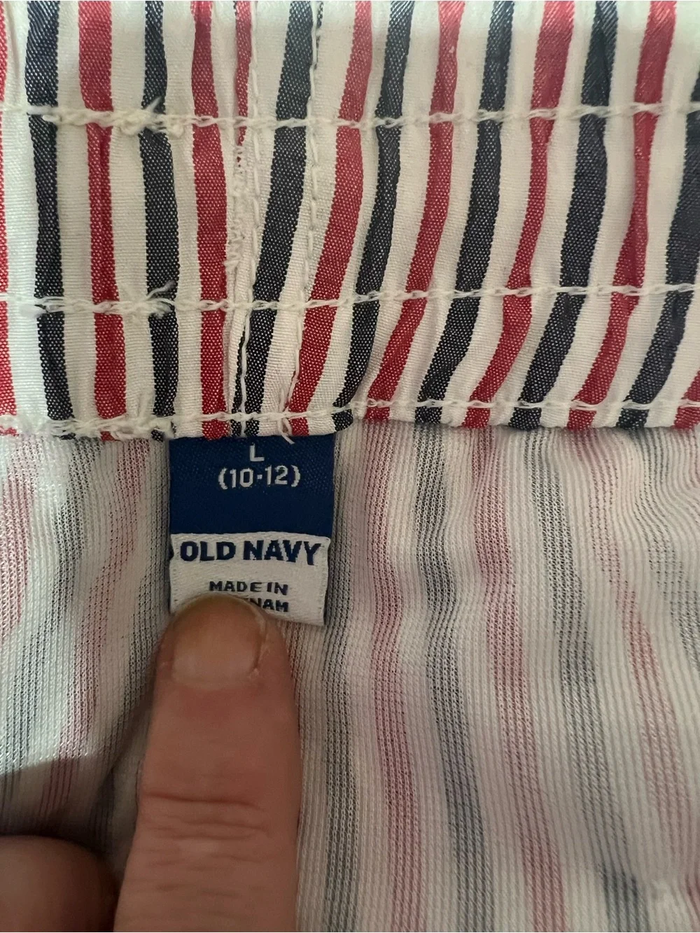 Kids Red, White & Navy Stripe Swim Trunks with Drawstring